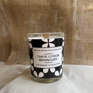 Bougie mèche de bois - Tarte citron meringuée