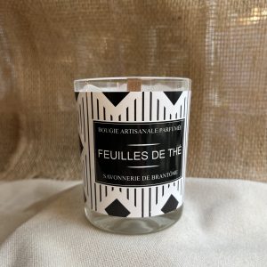 Bougie mèche de bois - Feuilles de thé